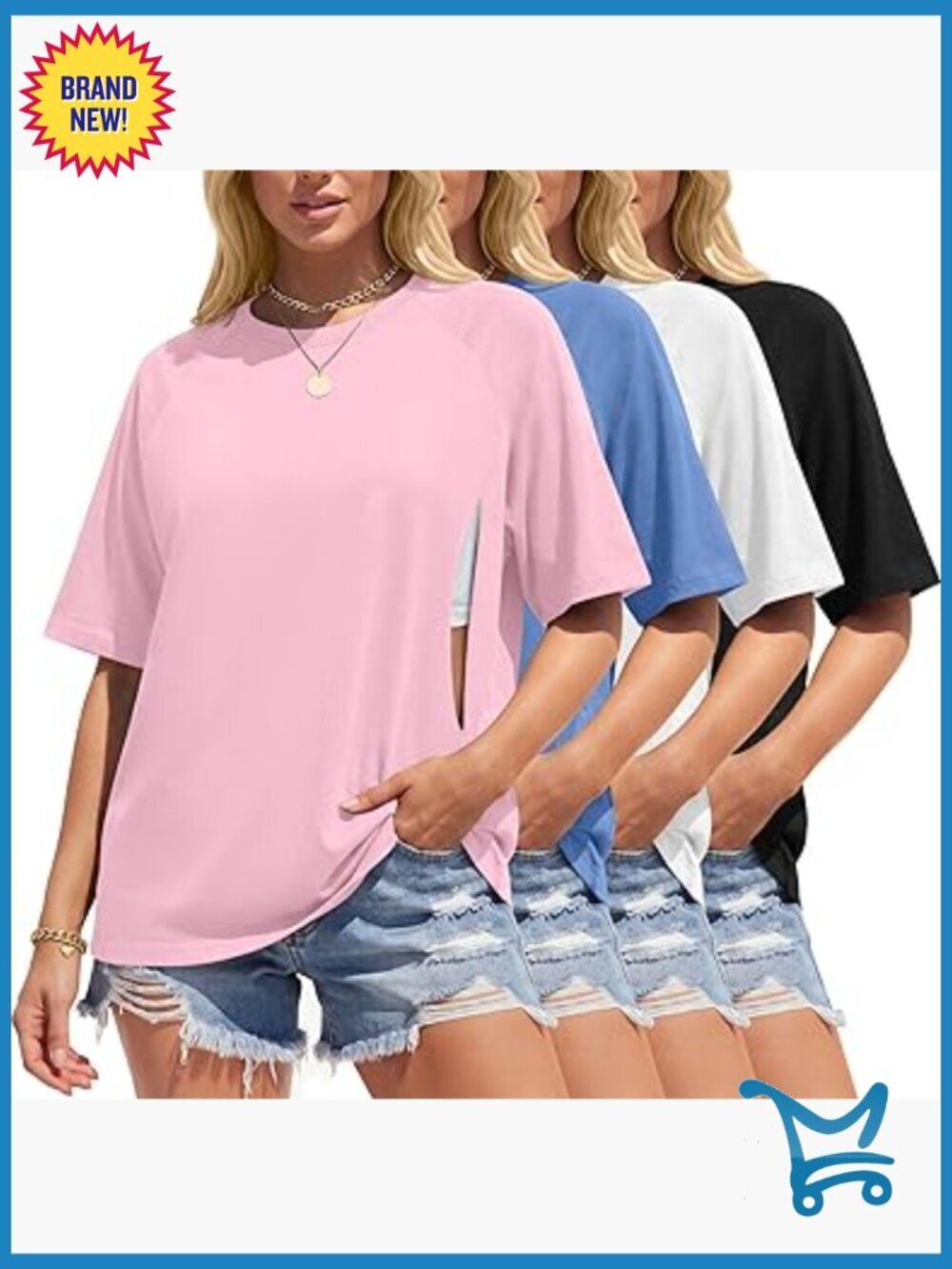 Nursing T-Shirts with Hidden Zipper - 4 Pack Oversized Summer Tops